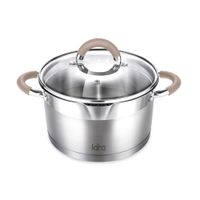 LR02-342 Кастрюля LARA (нерж) Берлин 20x11см, 3,1л, капс.дно,шкала,силик.накл,крыш.дуршлаг