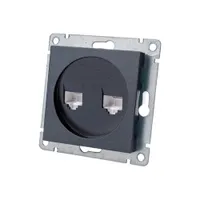 Розетка компьютерная двухместная "UNIVersal" серия "Афина" с/у, 1А, RJ45, графит A1086-Gr