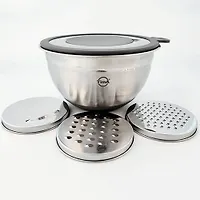 Миска нерж. с прозр.крышкой с терками (3шт). и силик.дном 16см объем 1.6л. арт.МКТ-16