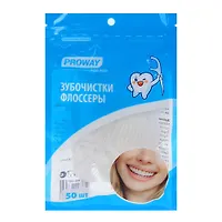 Зубочистки пластиковые с зубной нитью тм PROWAY, 50шт 983-027