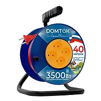 Удлинитель силовой на катушке "DOMTOK" 4 гнезда, ПВС 3*2,5, 4кВт, з/к 40м (2463)
