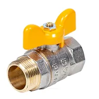 Кран газовый Dist 59 Ду15 Ру40 никель бабочка гайка/штуцер Н821Б
