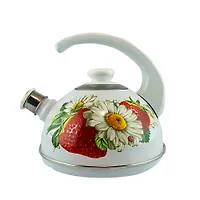 Чайник 2,5л (конс.ручка)-белый/клубника с ромашкой (дек- н.сталь на бел) Т04/25/03/05/Н03 (г.Ростов)