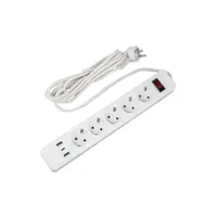 Сетевой фильтр Standard, шнур 3м (Пвс 3х0,75), 5 гнезд, с/з, 2USB+1TYPE C,10A,2500Вт.Бел.UL-00012109