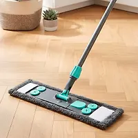 Швабра плоская, микрофибра, 130х45х15 см, серая, телескопическая ручка, Bclean, DS-1235