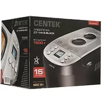 Хлебопечка Centek CT-1415 (черн) 1500г, 860Вт, 15 программ, таймер, LCD, окошко