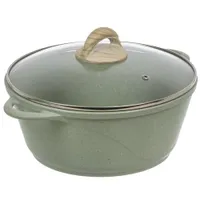 Кастрюля алюминий, антипригарное покрытие, 4 л, с крышкой, крышка стекло, круглая, Гурман, Мята, ГМк