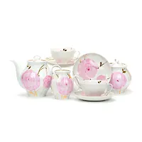 Сервиз чайный 15 предм. Белый лебедь Весенний (фарфор) , р.7209, С113