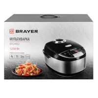 Мультиварка BRAYER 2402BR 1250Вт, 4л, 12 программ, таймер 24ч, мультиповар, съемная крышка