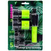 Набор для полива:насадка,фитинги для шланга 3/4",штуцеры на кран 3/4", с внутр и нар рез 351361