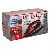 Утюг DELTA LUX DE-3000 черный с красным, 2000 Вт, керамика, самоочистка, паровой удар, 320мл