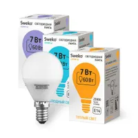 Светодиодная лампа Sweko 42 серия 42LED-G45-7W-230-6500K-E14 (38545)