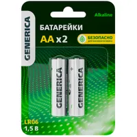 Батарейка щелочная Alkaline LR06/AA (2шт/блистер) GENERICA ABT-LR06-ST-L02-G