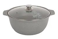 АП Кастрюля-Жаровня 5л со ст. крышкой, (светлый мрамор) "Kukmara" жмс52а