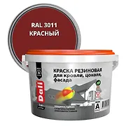 Краска резиновая для кровли, цоколя, фасада DALI красный - 3 кг (65190)