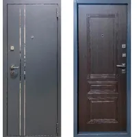 ДВЕРЬ МЕТАЛЛИЧЕСКАЯ СПАРТА МДФ ВЕНГЕ/НЕРЖ 2050х960R т.м.1.2мм RAL 7024 (замок Гардиан)