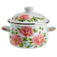 MetaLLoni EM-1501 Кастрюля эмалированная с эмалированной крышкой 2,0 л,d=18см,"Пионы"(6)