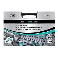 Набор инструмента, 1/2", CrV, пласт.кейс, 60 предметов STELS 14103