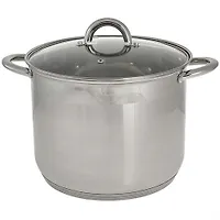 WEBBER BE-368/2 Кастрюля из нержавеющей стали 12 литров, со стеклянной крышкой, 26*22см
