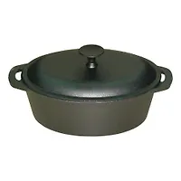 Кастрюля чугунная овальная КВ28 "Утятница", р-р 28 см, 4,5 л, с масляным термопокрытием арт.980003