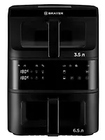 Аэрогриль BRAYER 2048BR, 2500Вт, 10л, 2 чаши, t. 200С, съемная решетка, LED-дисплей, 10 программ