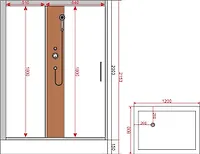 Душевая кабина бамбук 1806L/R-S 80*120*215 низ.под.,проф.-хром,полка,бел.задн.ст.,прозр.ст.,4к.
