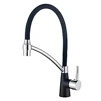 Смеситель для кухни с силиконовым изливом Чёрный+чёрный L4399B-2