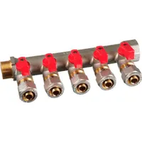 Коллектор д/м.пл. 3/4"в/н с 5-ю шар.кран. конус 16мм(1/2") TeRma (14004)