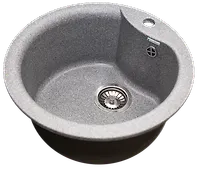 Мойка GranAlliance G-12 d-485 мм, графит, с сифоном