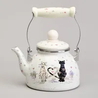 Чайник agness эмалированный со съемным фильтром из нжс серия "Lavander cats", 1,1 л 943-071