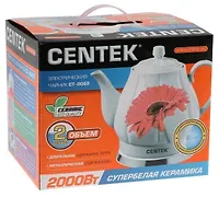 Чайник Centek CT-0062 2.0л, 2000W, супербелая керамика, рельефный корпус (RED GERBER)