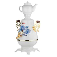 Самовар Centek CT-0092A (Белый + рисунок + золото) 4л, 2300Вт, поддержка темп. керамич. заварник