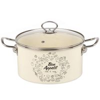 Кастрюля эмалированная сталь, 5 л, с крышкой, крышка стекло, цилиндр, Daniks, Bon Appetit, Y4-9061 (