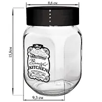 Банка для хранения стекл. 0,9л с пласт черной крышкой, Beautiful kitchen highest quality