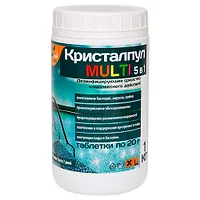 Дезинфицирующее средство "Кристалпул MULTI 5 в 1" для бассейнов, табл. 20 г, банка 1 кг арт.107663