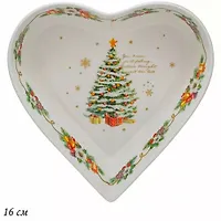 Блюдо 16 см НОВЫЙ ГОД в под.уп.(х36)Фарфор арт.205-300