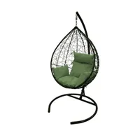 Кресло подвесное Сфера Garden story стойка+корзина коричневая, подушка зеленая МТ-010