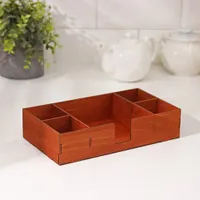 Салфетница, с отделениями под чай и специи, 24,5x13,5x5,5 см, цвет коричневый арт.9357912 г.Екатерин