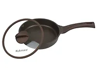 Сковорода Kukmara Stella 280 мм с ручкой и стеклянной крышкой, мокко