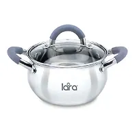 LR02-483 Кастрюля LARA (нерж) BELL 22x12,5см, 4,7л, капсулир индукц дно,стеклян. крышка