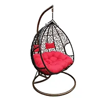 Подвесное кресло двойное Феникс арт.N-876 цв.корзины черный, цв.подушки красный