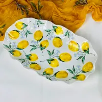 Овальное блюдо 35х20,5х2см ЛИМОНЫ в под.уп.(х12)Фарфор арт.305-507