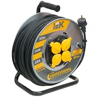 Катушка УК50 на мет с т/з 4 места 2Р+PЕ/50м КГ 3х1,5мм2 IP44 "Professional" арт.WKP16-16-04-50-44