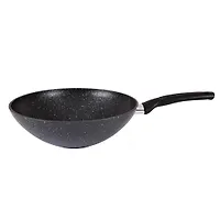 Сковорода wok (классическая) 300/100мм с ручкой, АП (темный мрамор) "Kukmara"