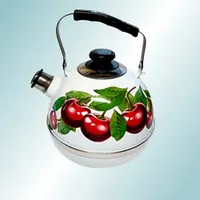Чайник 3,5 л.(подвиж.ручка) - белый/вишнёвый сад (декор- нерж.сталь) ТМ04/35/03/28(г.Ростов)