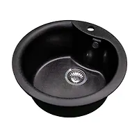 Мойка GranAlliance G-12   (d-485 мм) черная с сифоном