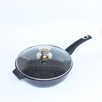 Сковорода 260мм АП "Granit Perfection black", с несъемной ручкой ,стек.крышкой арт.02-2650-210