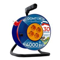 Удлинитель силовой на катушке "DOMTOK" 4 гнезда., ПВС 3*2,5, 4кВт, з/к 30м (2462)