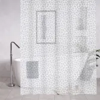 Штора 3D, камни, белая, матовая, в ванную комнату, с кольцами, PEVA, 180 х 180 см. 06-05 САНАКС