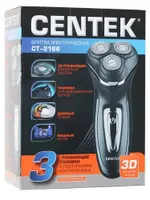 Бритва Centek-2166 (хром/черн) ротор, 3 плав.головки, аккумулятор+работа от сети, триммер